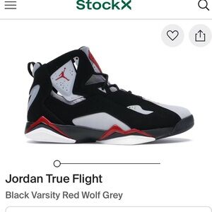 Jordan Kids Black Varsity Red Wolf Grey True Flight Sneakers
